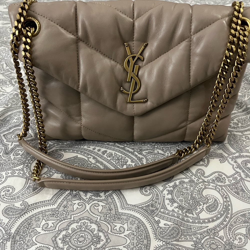 Yves Saint Laurent Beige Quilted Leather Shoulder Bag